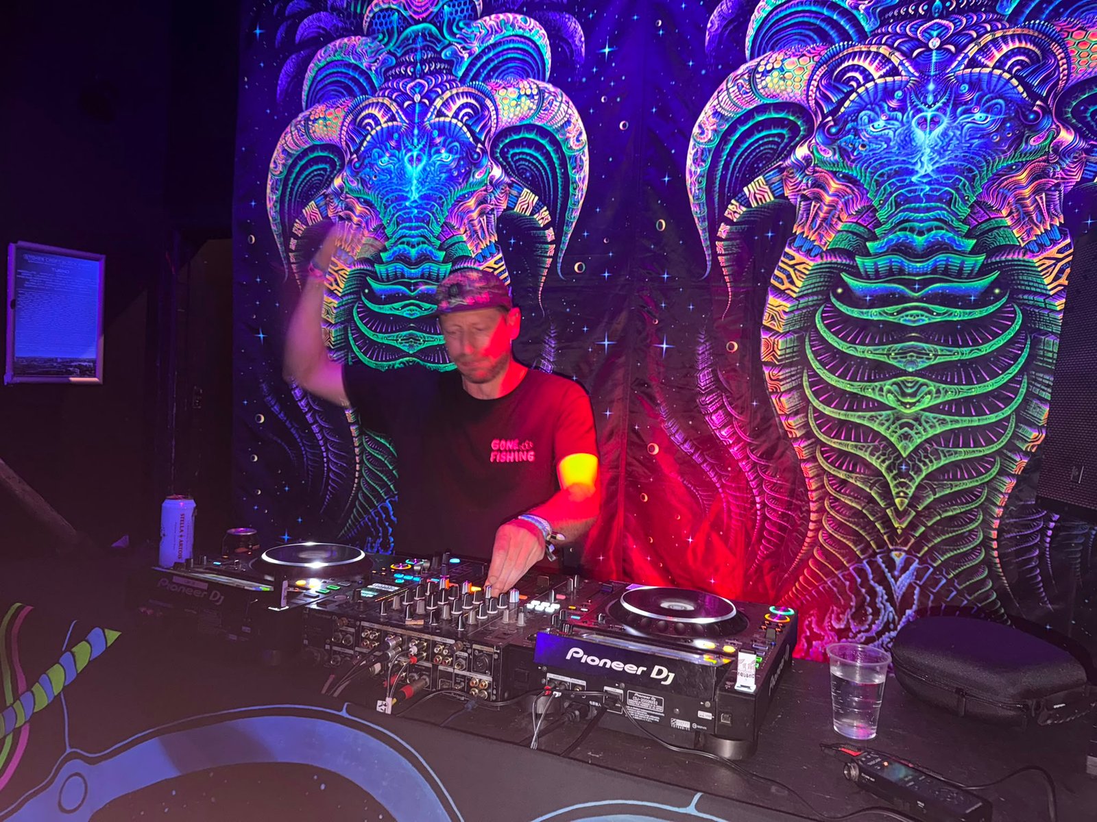Laser lights at a psytrance rave